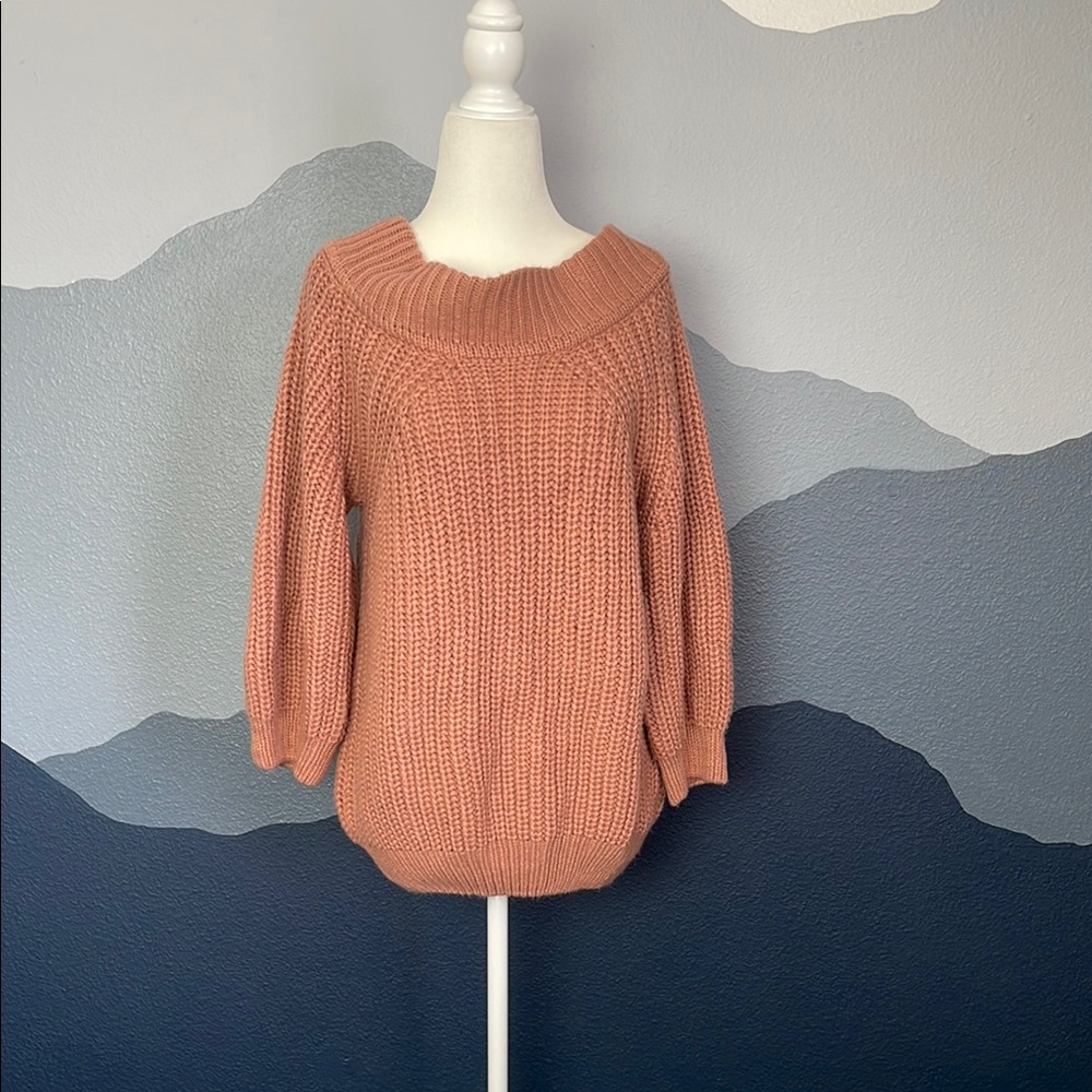 Pink Chunky Knit Cowl Neck Sweater